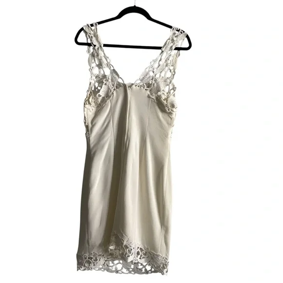 Jessica McClintock Vintage Floral Lace Bridal Cream LWD Dress - Picture 2 of 7